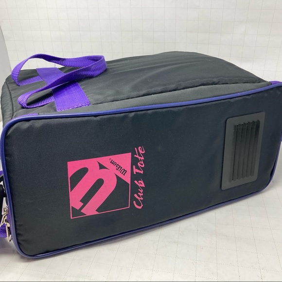 EUC Vintage Wilson Club Tote Gym Bag black purple piping neon trendy Pickleball - Picture 5 of 10